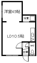 広陵コーポ(1DK/1階)の間取り写真