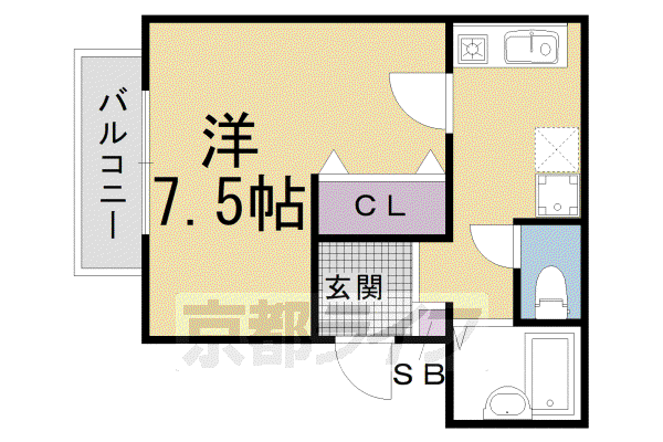 シャンテ(1K/1階)の間取り写真