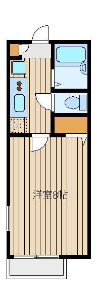 アルファII(1K/2階)の間取り写真