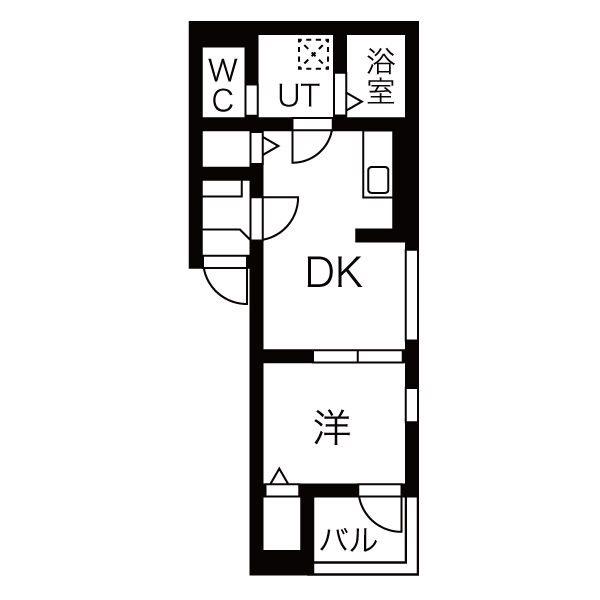 CUBE(1DK/2階)の間取り写真