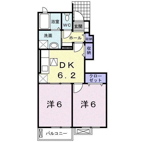 秋田内陸縦貫鉄道 西鷹巣駅 徒歩1分 2階建 築19年(2DK/1階)の間取り写真