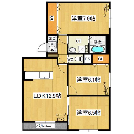 シャトレーゼ(3LDK/1階)の間取り写真