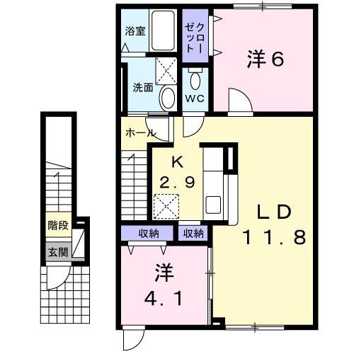 カーサ プラシード(2LDK/2階)の間取り写真