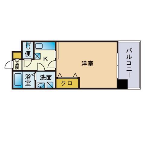 エンクレスト博多(1K/8階)の間取り写真