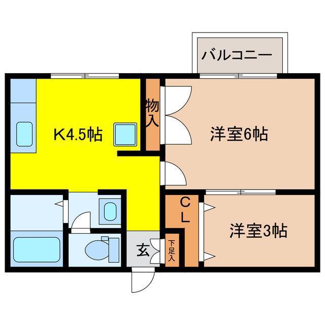 アンジュ(2K/1階)の間取り写真