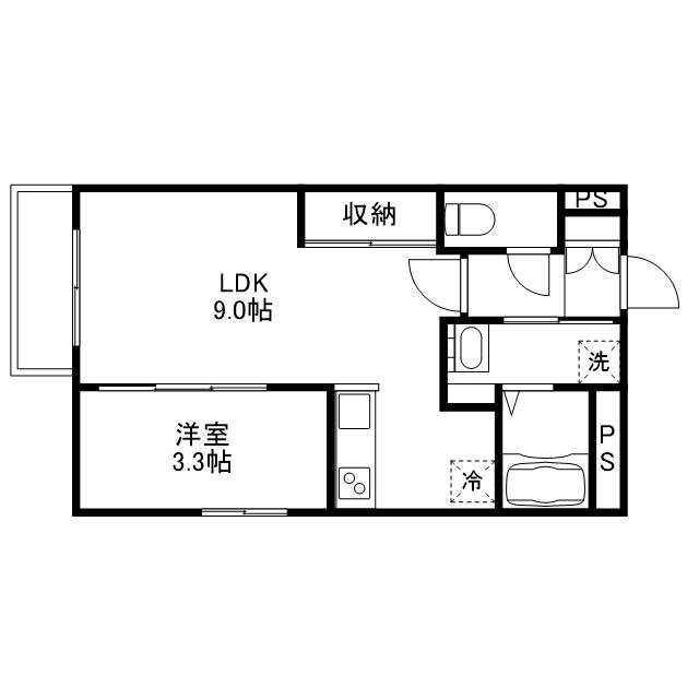 月光道三町(1LDK/2階)の間取り写真