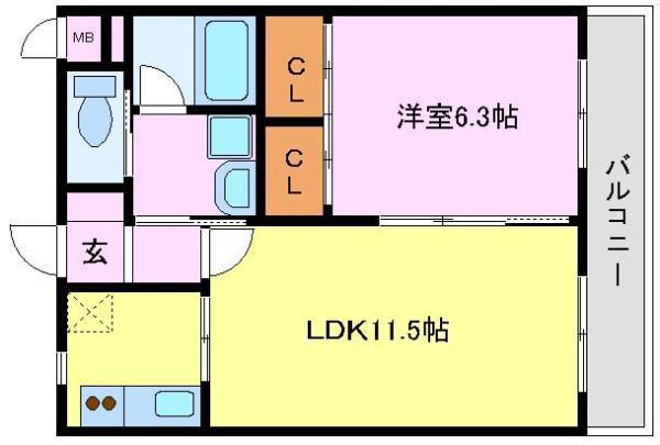 高師浜シーサイドマンションⅢ(1LDK/2階)の間取り写真