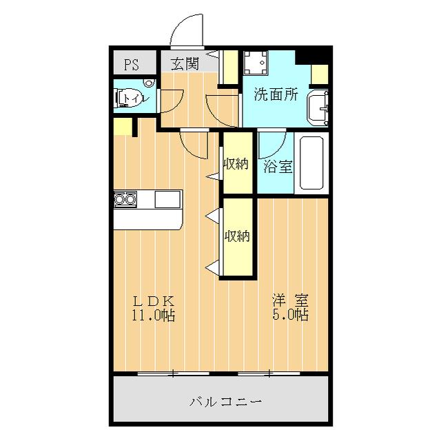 ホームスウィートホーム(1LDK/2階)の間取り写真