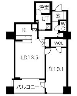 アルグラッドザ・タワー心斎橋(1LDK/27階)の間取り写真