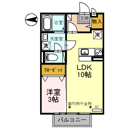 ウエストリバー(1LDK/2階)の間取り写真