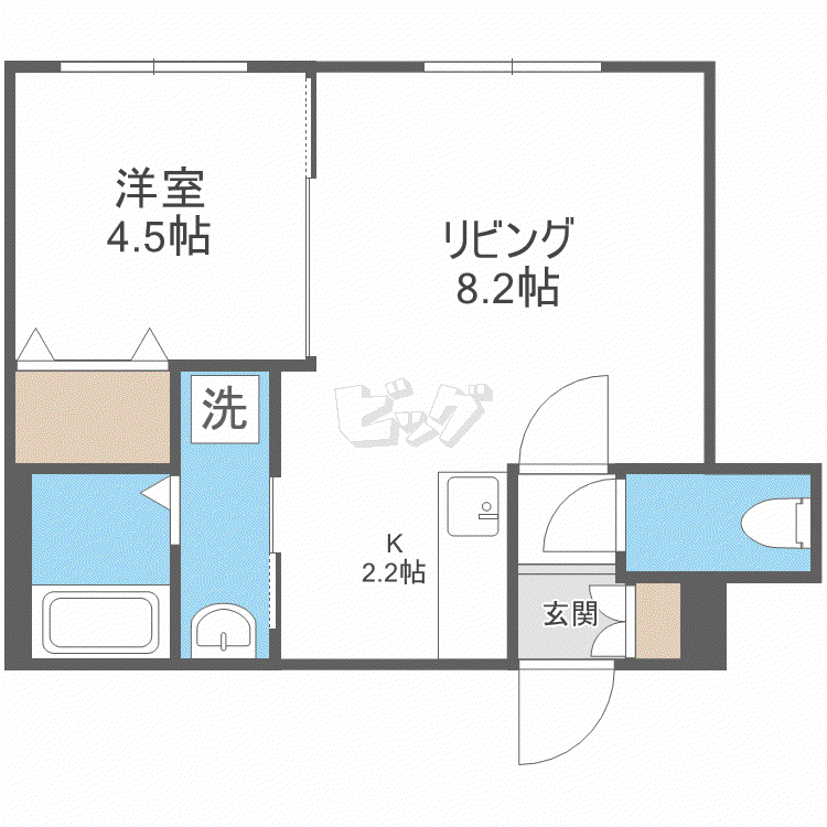 ライズステージ元町(1LDK/2階)の間取り写真