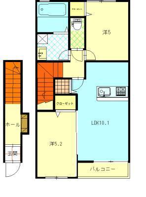 SOLA東通(2LDK/2階)の間取り写真