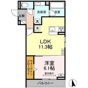 地下鉄東山線 藤が丘駅(愛知) 徒歩12分 3階建 新築(1LDK/2階)の間取り写真