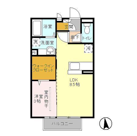 コスミオンA(1LDK/2階)の間取り写真