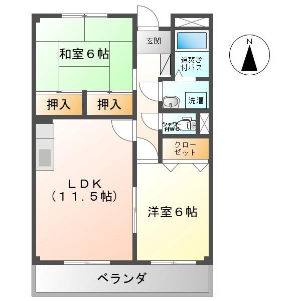 リンピアあっぷる(2LDK/2階)の間取り写真