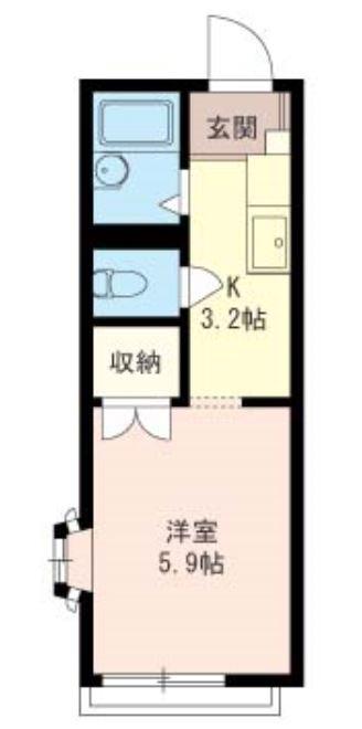 フルール(1K/1階)の間取り写真