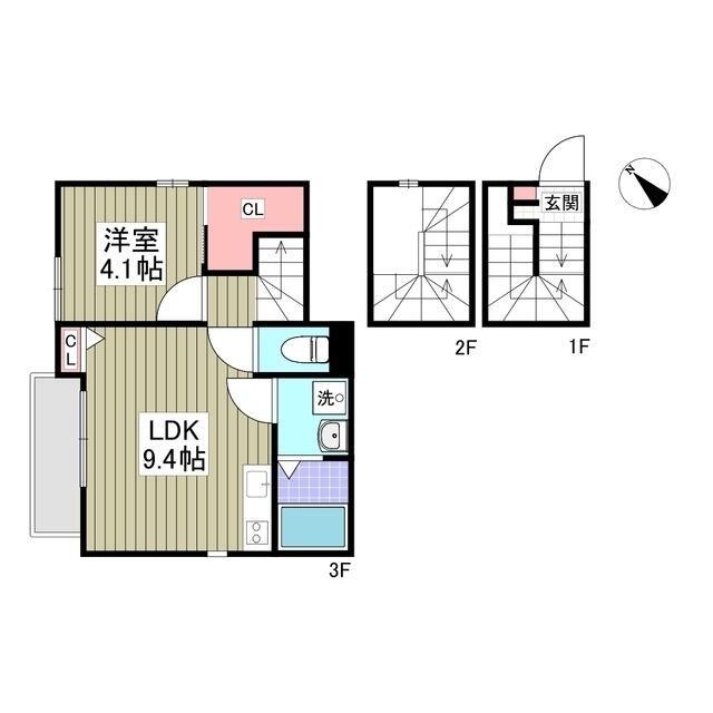 ヒルサイド西が丘(1LDK/1階)の間取り写真