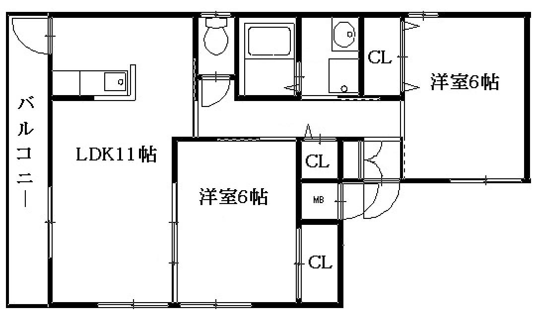 コスモス(2LDK/2階)の間取り写真