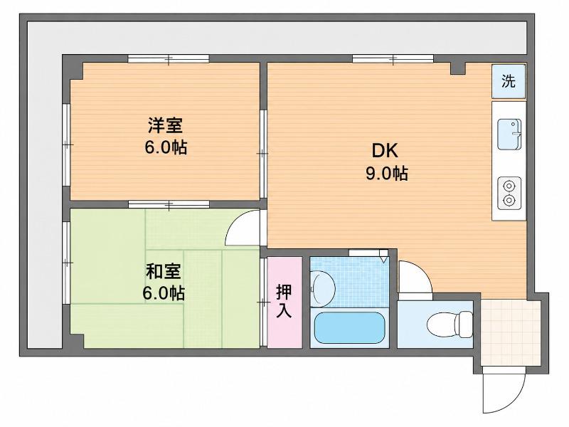 プチハイツタナカ(2LDK/2階)の間取り写真
