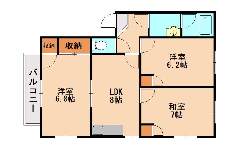 エクレール山繁(3LDK/2階)の間取り写真