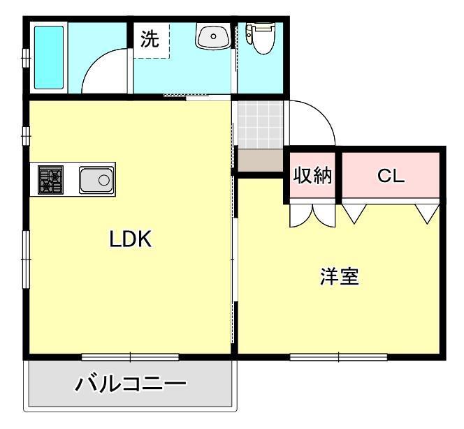 ヴァンベールメゾン(1LDK/1階)の間取り写真