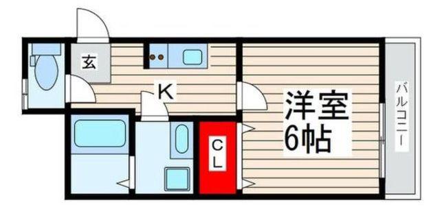 グリシーヌ東葛西(1K/2階)の間取り写真