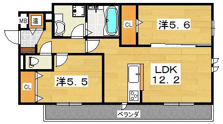 LA CAMPANULA(2LDK/2階)の間取り写真