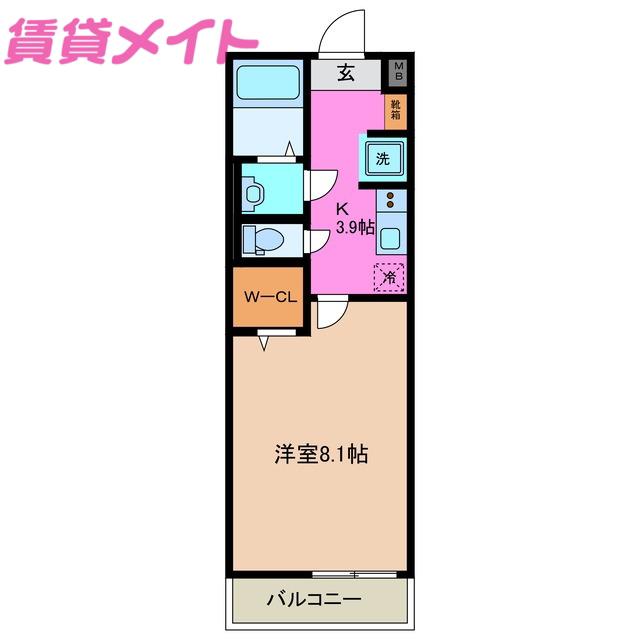 ノアール白須賀(1K/1階)の間取り写真