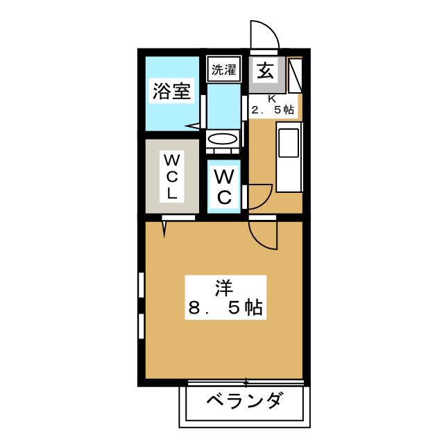 フルールオール(1K/2階)の間取り写真