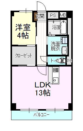 菅ビル(1LDK/3階)の間取り写真