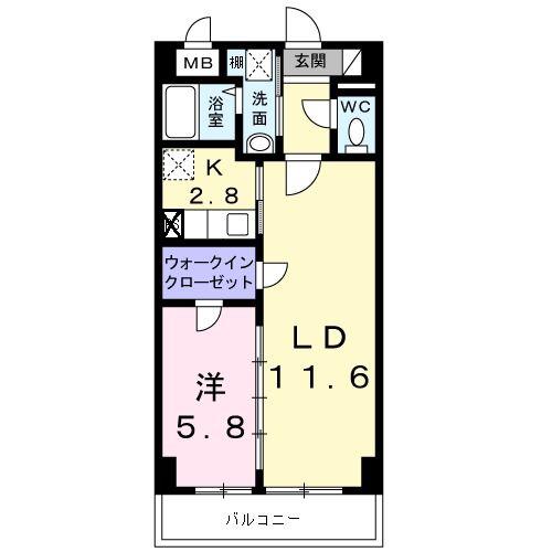 リヴィエール(1LDK/2階)の間取り写真