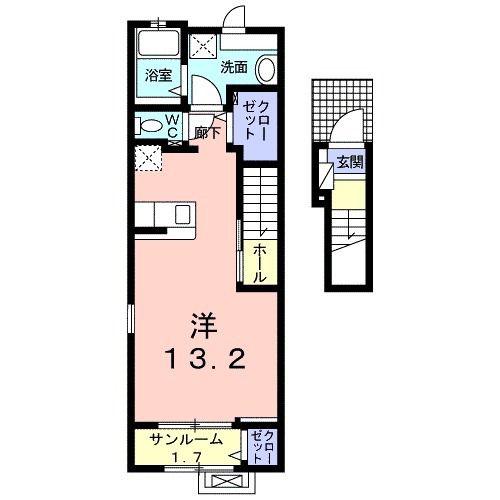 グラン ピーノC(ワンルーム/2階)の間取り写真