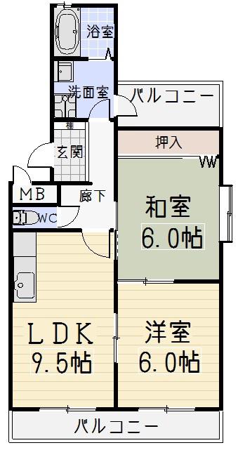 アイオーマンション(2LDK/5階)の間取り写真