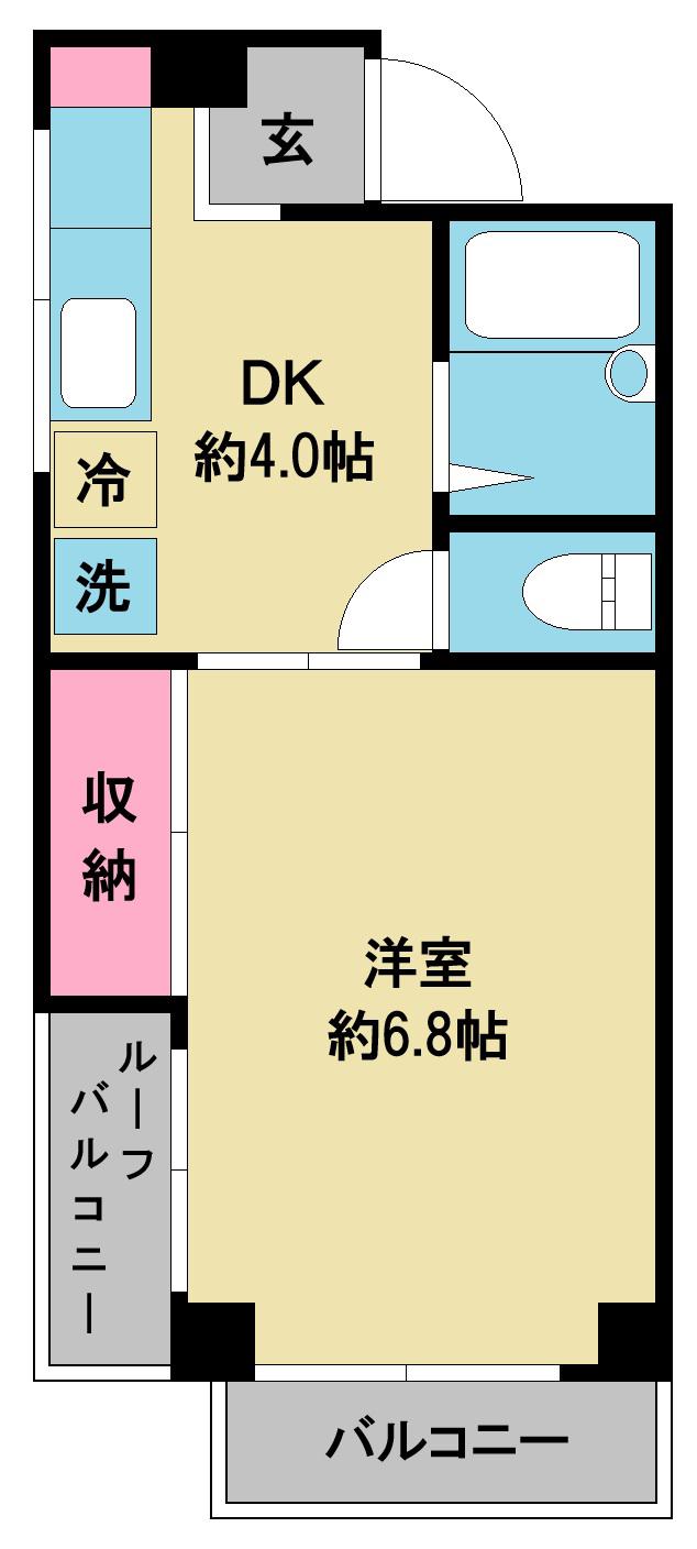 高田ビル(1DK/3階)の間取り写真