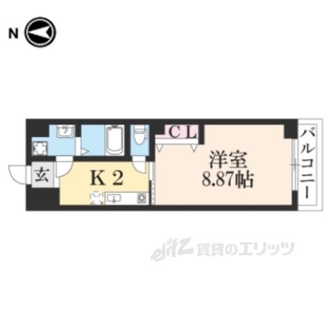 ＪＲ山陰本線 二条駅 徒歩15分 5階建 築10年(1K/5階)の間取り写真