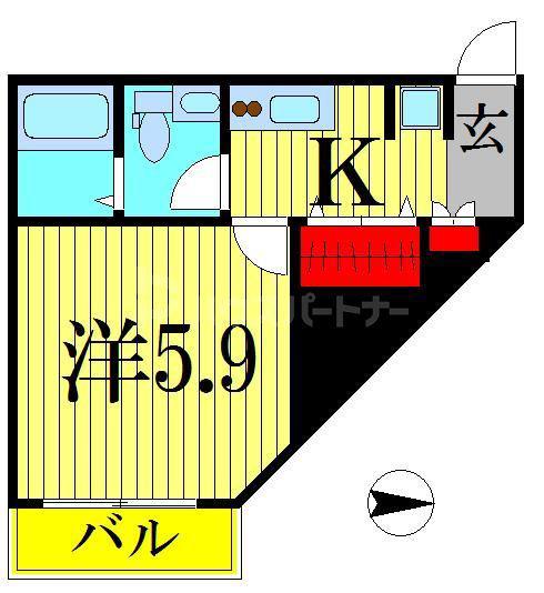 プレール・ドゥーク錦糸町II(1K/3階)の間取り写真