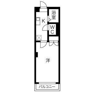 レジデンスカープ宇都宮(1K/2階)の間取り写真