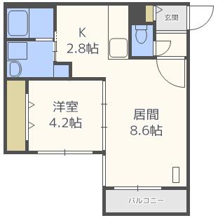 SERENO VERDE(1LDK/4階)の間取り写真