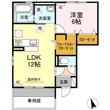 クローバーハイツ8 A棟(1LDK/1階)の間取り写真