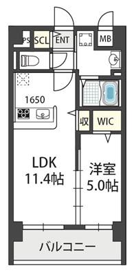 グランパシフィック花園LUXE(1LDK/10階)の間取り写真