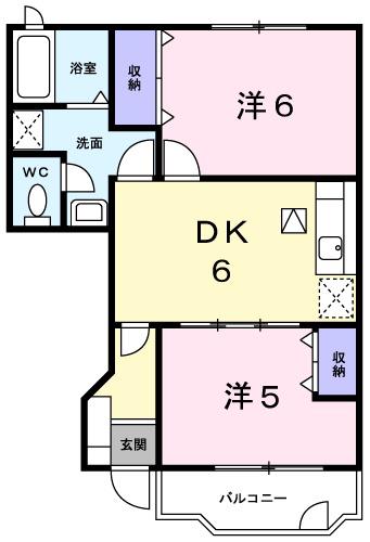 エンジェルミタニ(2DK/1階)の間取り写真