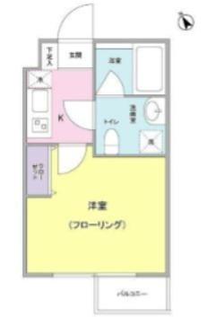 ヒルサイド二子玉川(1K/2階)の間取り写真