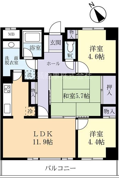リヴェール観音台(3LDK/4階)の間取り写真