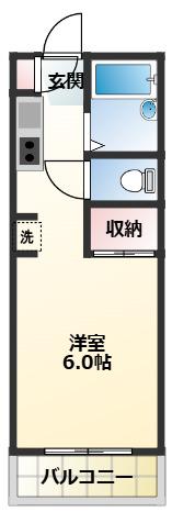 ベルメゾンカスヤ(1K/1階)の間取り写真