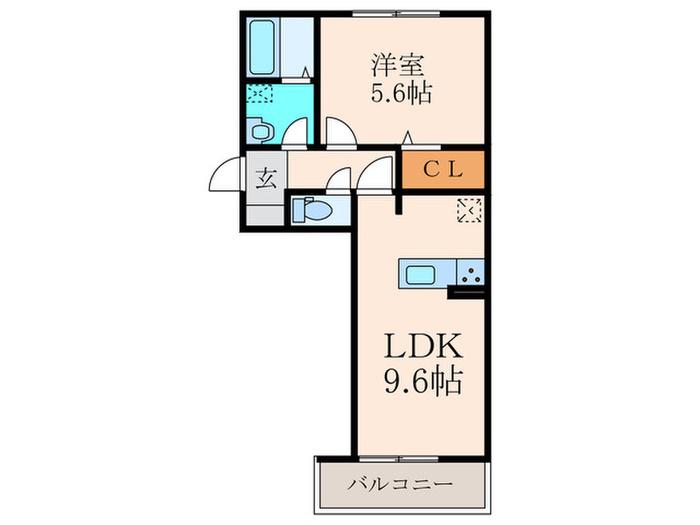 メゾンラフィーネ守恒(1LDK/2階)の間取り写真
