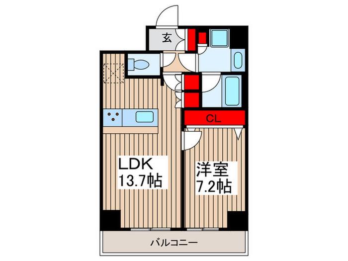 GENOVIA両国VIGREEN VEIL(1LDK/5階)の間取り写真