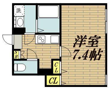ベイルーム相模原中央(1K/2階)の間取り写真