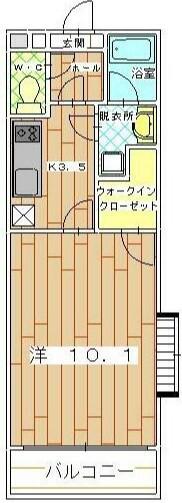 アステリ与野本町参番館(1K/1階)の間取り写真