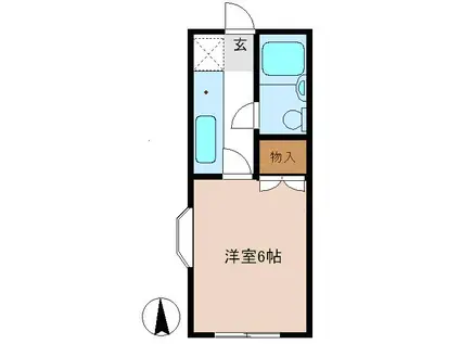 ベルゾーネ船橋(1K/2階)の間取り写真