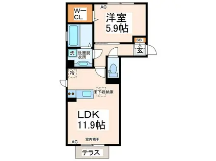 ヒカリエ(1LDK/1階)の間取り写真